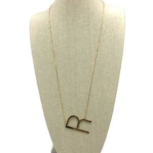 Sideways Large R Initial Gold Necklace Mignon NWOT